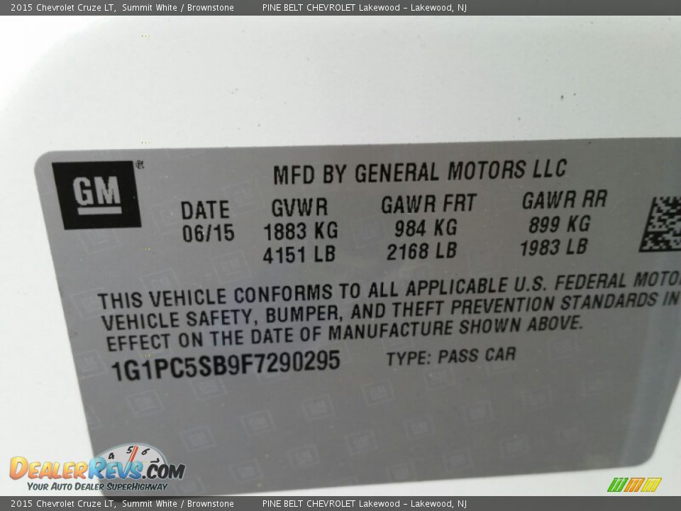 2015 Chevrolet Cruze LT Summit White / Brownstone Photo #9
