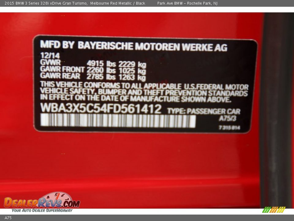 BMW Color Code A75 Melbourne Red Metallic
