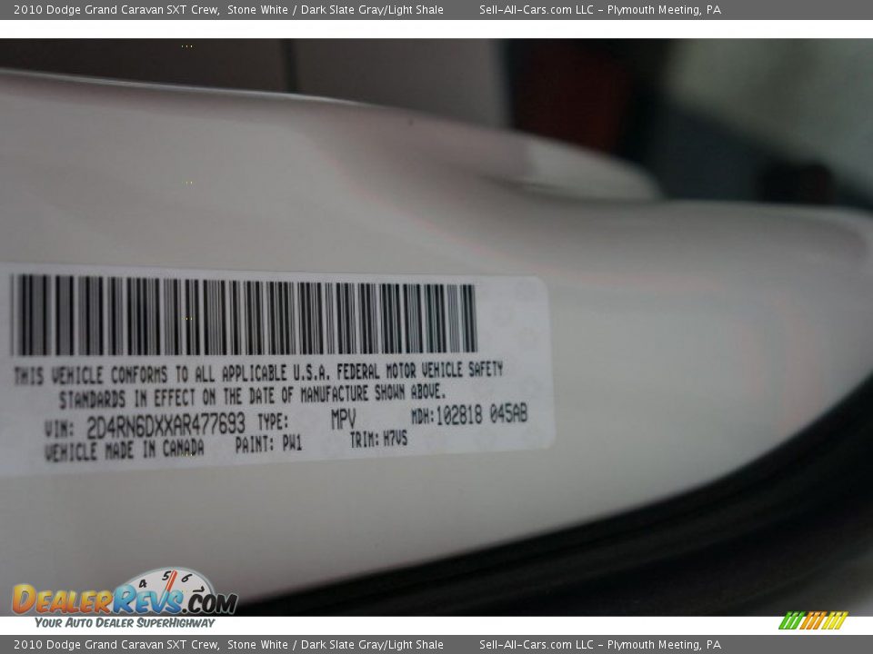 2010 Dodge Grand Caravan SXT Crew Stone White / Dark Slate Gray/Light Shale Photo #14