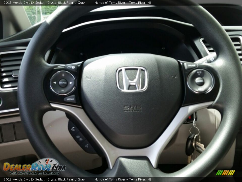 2013 Honda Civic LX Sedan Crystal Black Pearl / Gray Photo #23