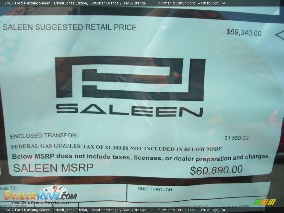 2007 Ford Mustang Saleen Parnelli Jones Edition Grabber Orange / Black/Orange Photo #34