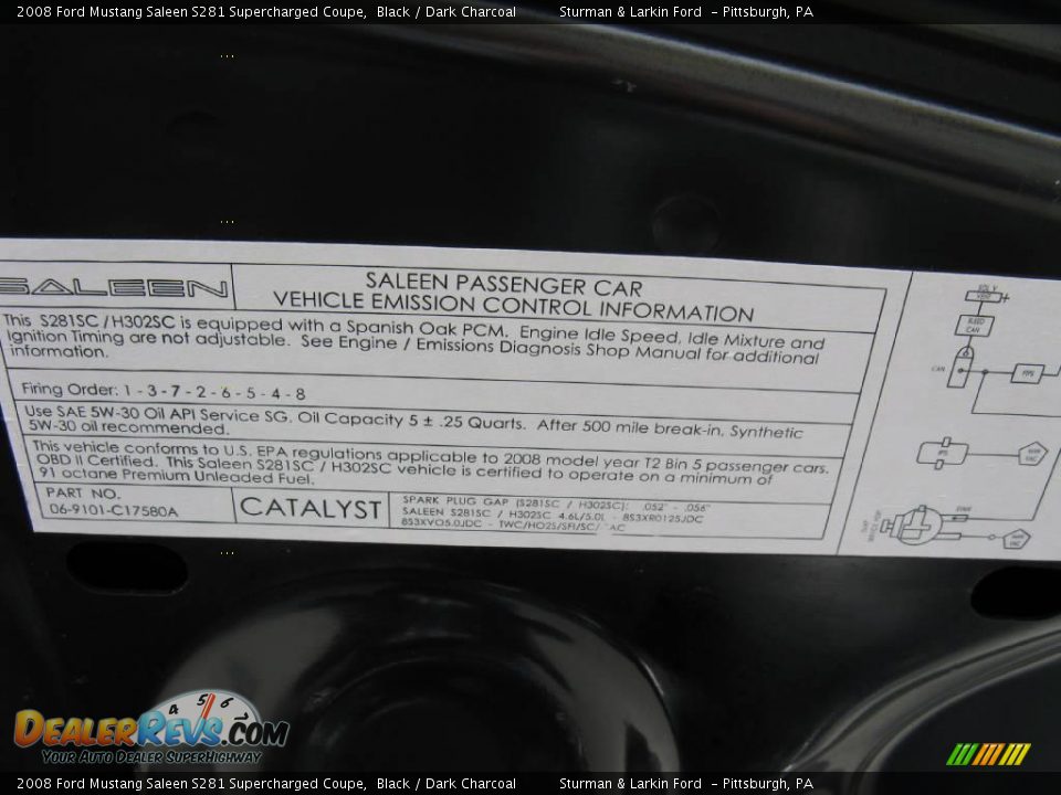 2008 Ford Mustang Saleen S281 Supercharged Coupe Black / Dark Charcoal Photo #29