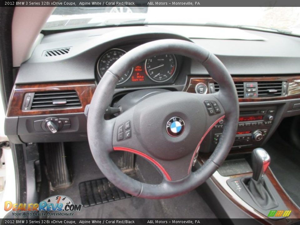 2012 BMW 3 Series 328i xDrive Coupe Alpine White / Coral Red/Black Photo #14
