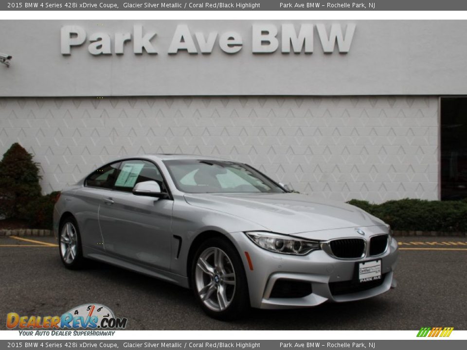 2015 BMW 4 Series 428i xDrive Coupe Glacier Silver Metallic / Coral Red/Black Highlight Photo #1