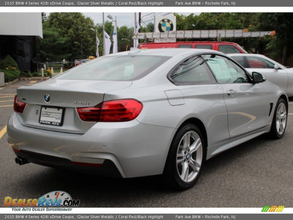 2015 BMW 4 Series 428i xDrive Coupe Glacier Silver Metallic / Coral Red/Black Highlight Photo #3