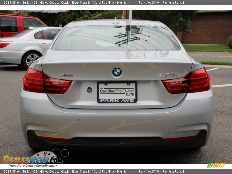 2015 BMW 4 Series 428i xDrive Coupe Glacier Silver Metallic / Coral Red/Black Highlight Photo #4