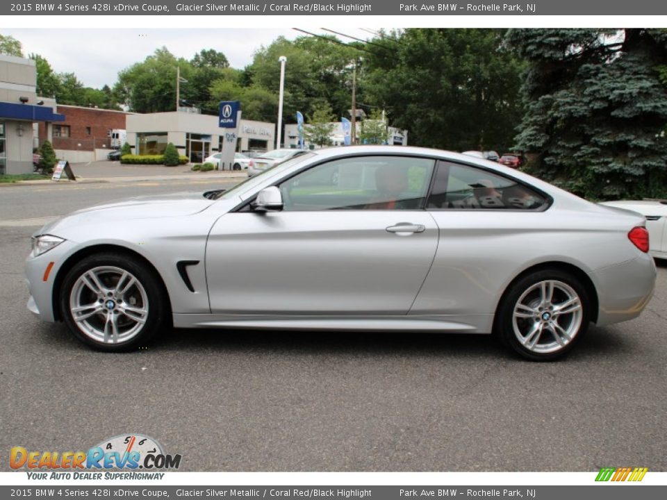 2015 BMW 4 Series 428i xDrive Coupe Glacier Silver Metallic / Coral Red/Black Highlight Photo #5