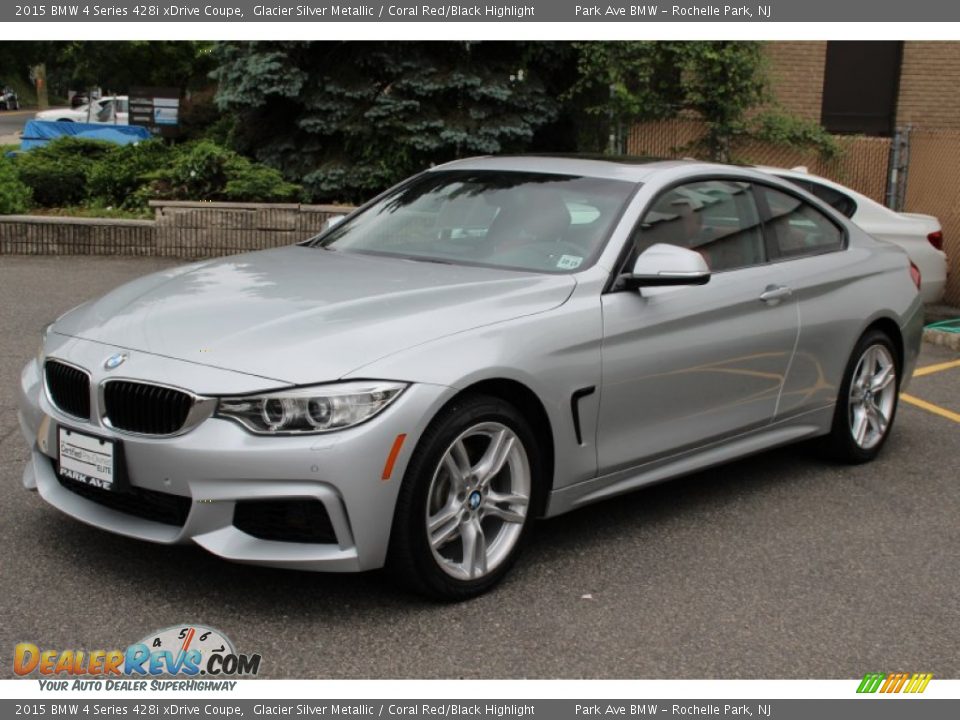 2015 BMW 4 Series 428i xDrive Coupe Glacier Silver Metallic / Coral Red/Black Highlight Photo #6