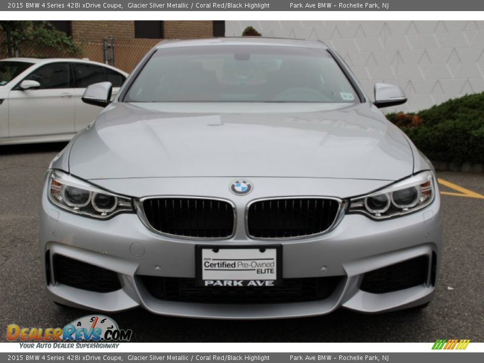 2015 BMW 4 Series 428i xDrive Coupe Glacier Silver Metallic / Coral Red/Black Highlight Photo #7