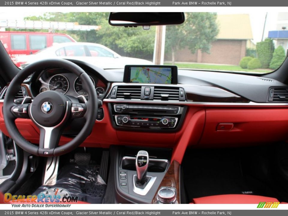 2015 BMW 4 Series 428i xDrive Coupe Glacier Silver Metallic / Coral Red/Black Highlight Photo #15