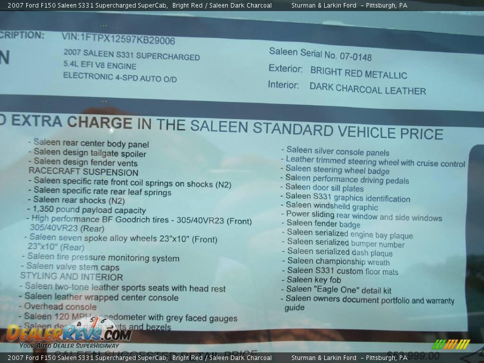 2007 Ford F150 Saleen S331 Supercharged SuperCab Window Sticker Photo #33