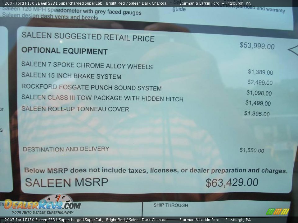 2007 Ford F150 Saleen S331 Supercharged SuperCab Window Sticker Photo #34
