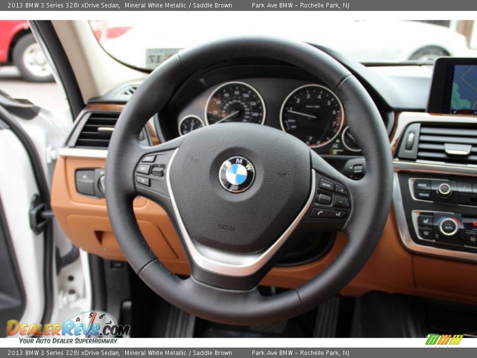 2013 BMW 3 Series 328i xDrive Sedan Mineral White Metallic / Saddle Brown Photo #18
