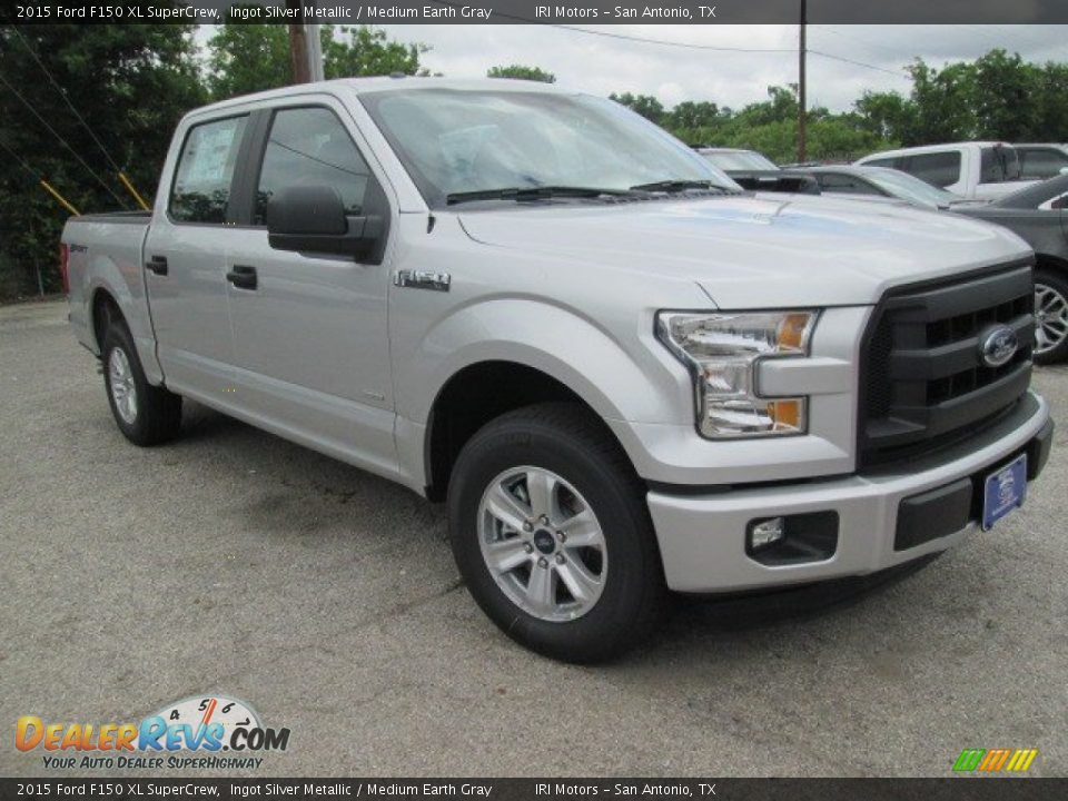 2015 Ford F150 XL SuperCrew Ingot Silver Metallic / Medium Earth Gray Photo #1