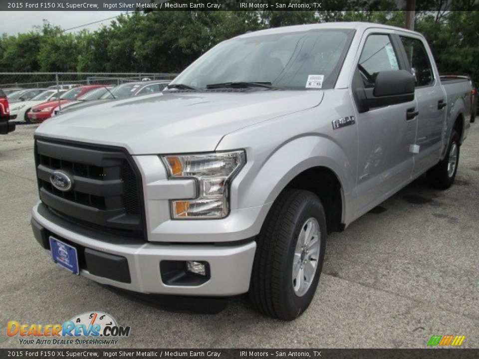 2015 Ford F150 XL SuperCrew Ingot Silver Metallic / Medium Earth Gray Photo #10