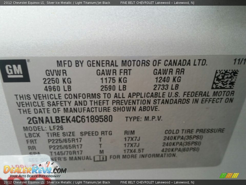 2012 Chevrolet Equinox LS Silver Ice Metallic / Light Titanium/Jet Black Photo #19
