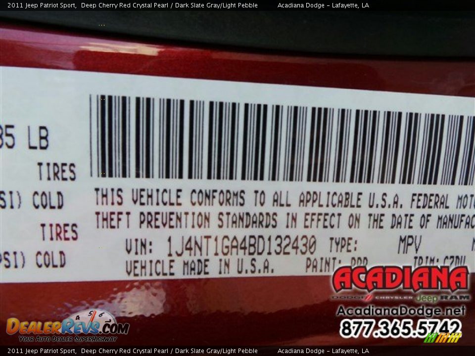 2011 Jeep Patriot Sport Deep Cherry Red Crystal Pearl / Dark Slate Gray/Light Pebble Photo #16
