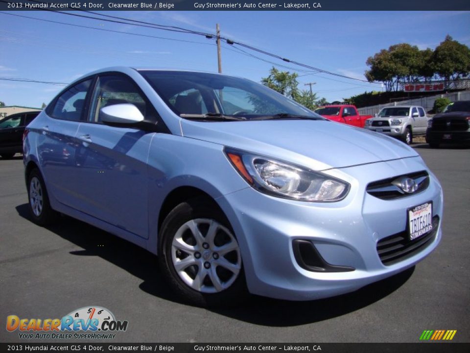 2013 Hyundai Accent GLS 4 Door Clearwater Blue / Beige Photo #1