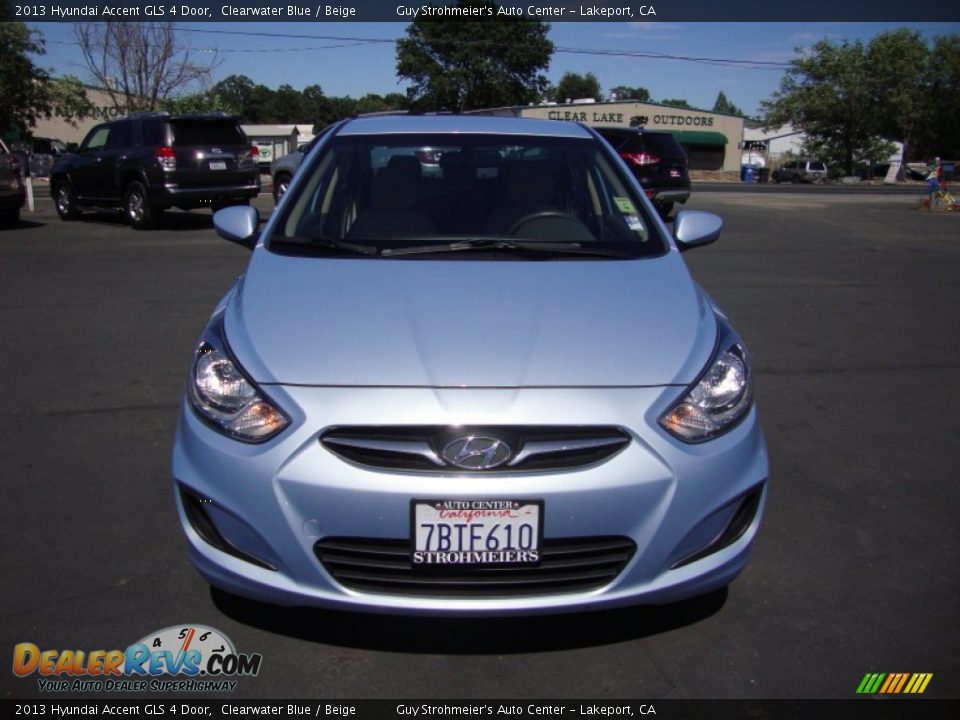 2013 Hyundai Accent GLS 4 Door Clearwater Blue / Beige Photo #2