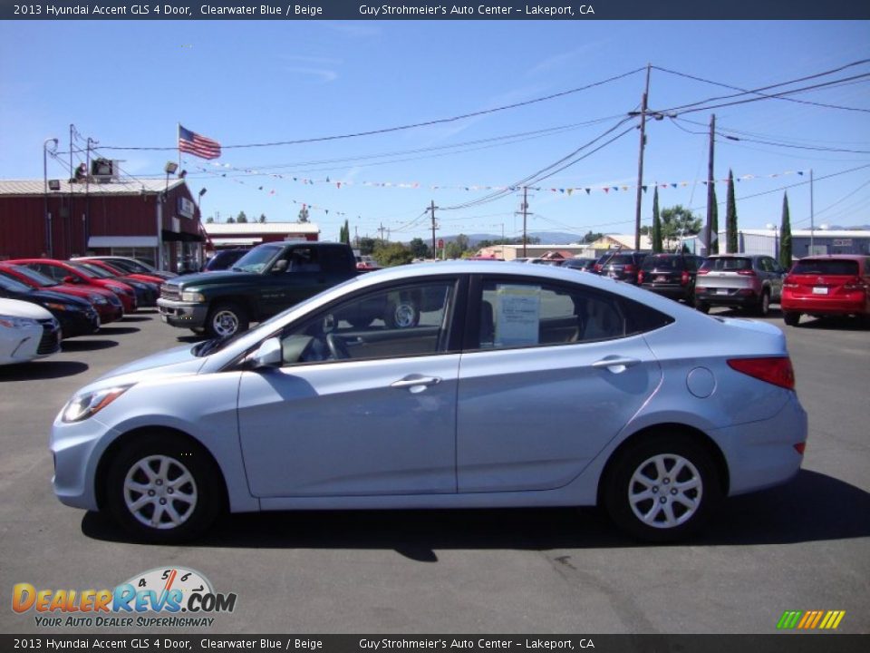 2013 Hyundai Accent GLS 4 Door Clearwater Blue / Beige Photo #4