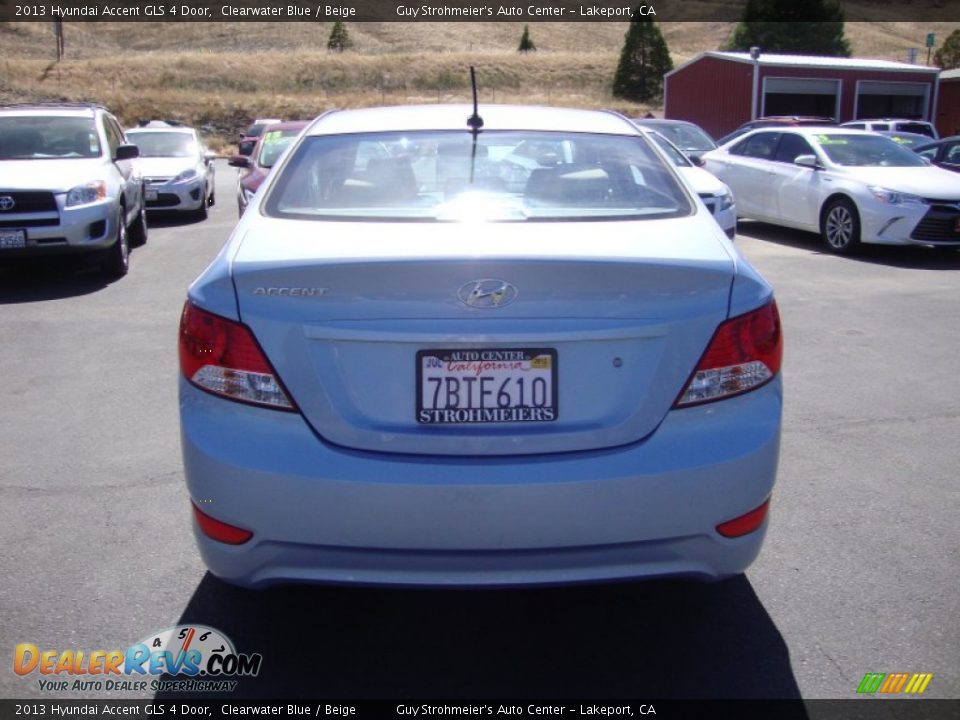 2013 Hyundai Accent GLS 4 Door Clearwater Blue / Beige Photo #6
