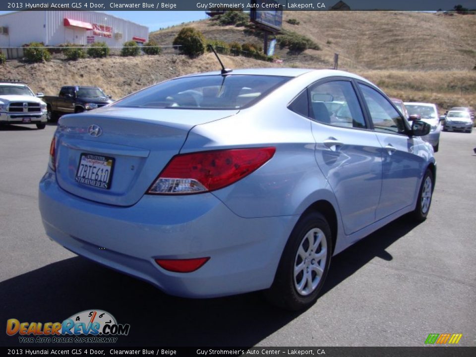 2013 Hyundai Accent GLS 4 Door Clearwater Blue / Beige Photo #7