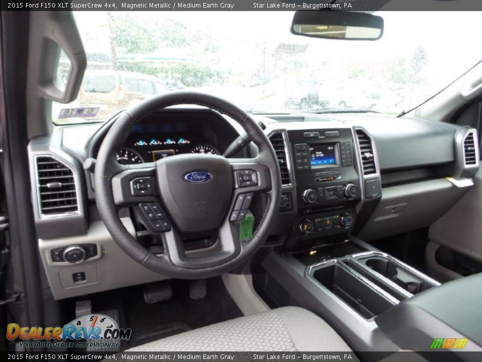 2015 Ford F150 XLT SuperCrew 4x4 Magnetic Metallic / Medium Earth Gray Photo #14