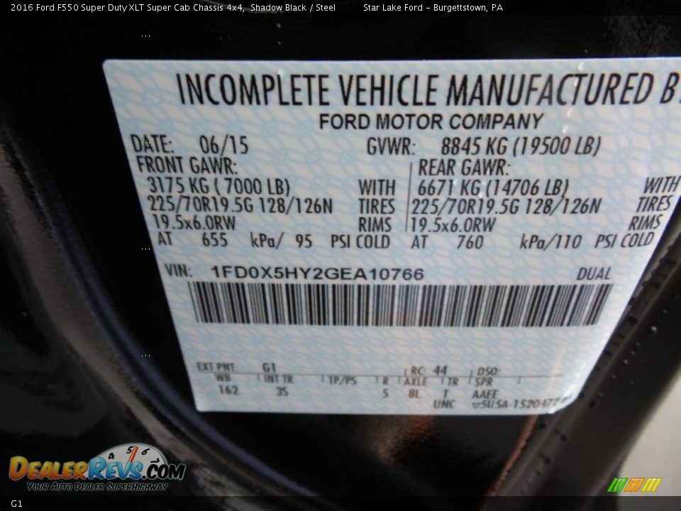 Ford Color Code G1 Shadow Black