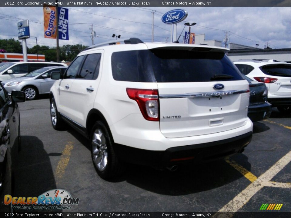 2012 Ford Explorer Limited 4WD White Platinum Tri-Coat / Charcoal Black/Pecan Photo #4