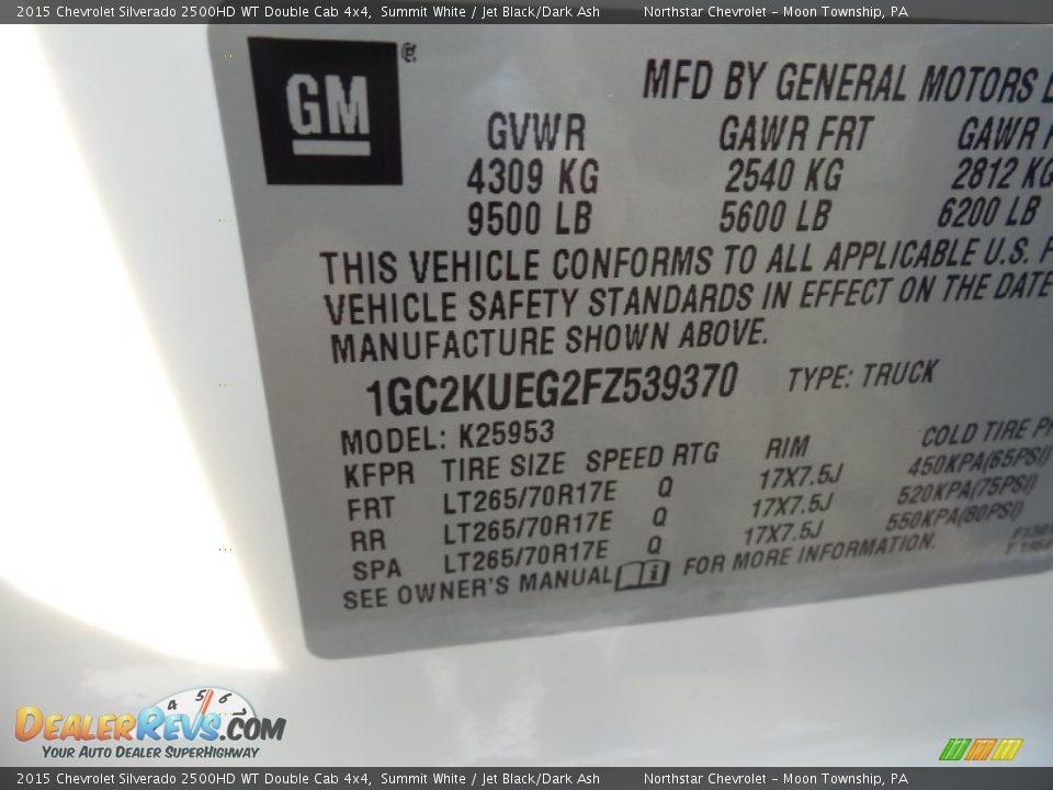 2015 Chevrolet Silverado 2500HD WT Double Cab 4x4 Summit White / Jet Black/Dark Ash Photo #16