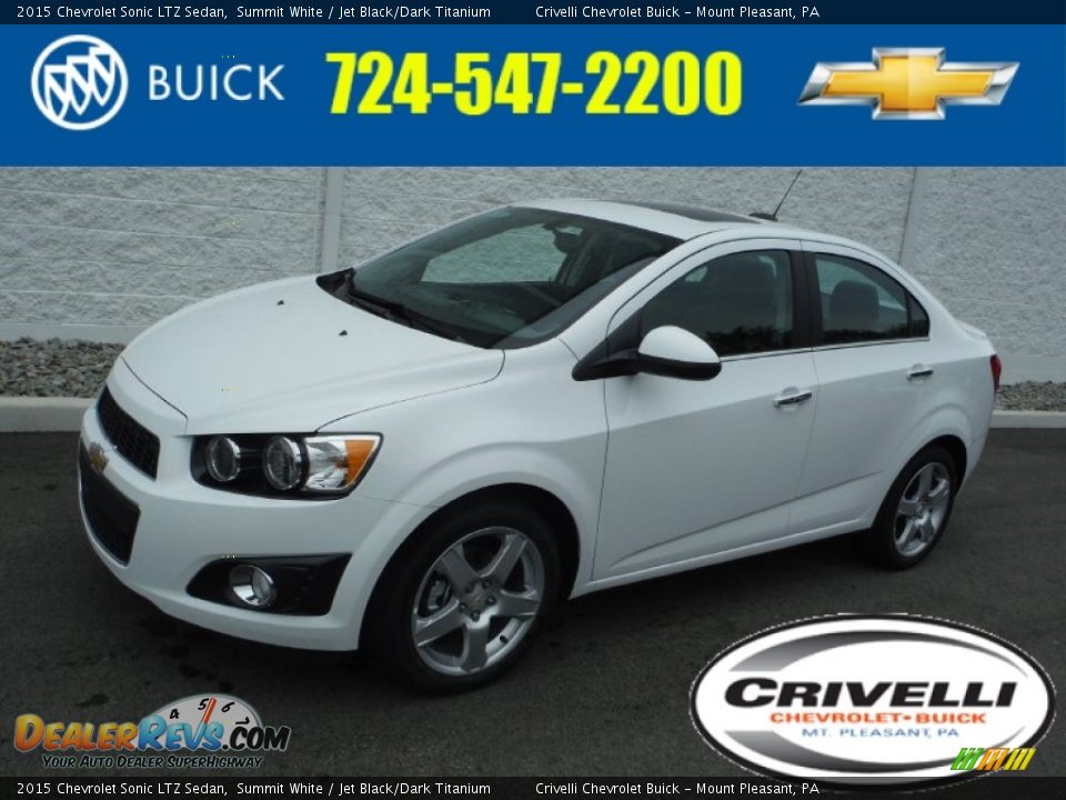 2015 Chevrolet Sonic LTZ Sedan Summit White / Jet Black/Dark Titanium Photo #1