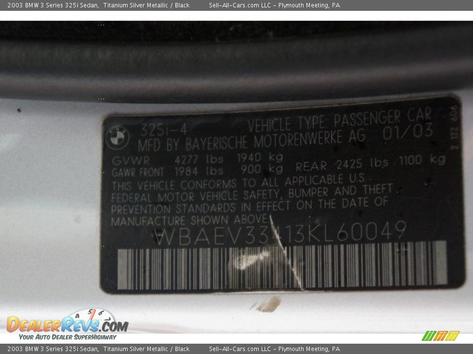 2003 BMW 3 Series 325i Sedan Titanium Silver Metallic / Black Photo #13