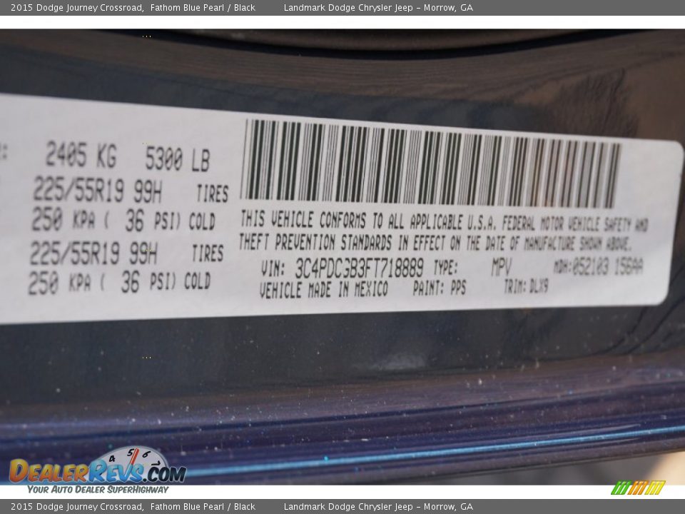 2015 Dodge Journey Crossroad Fathom Blue Pearl / Black Photo #9