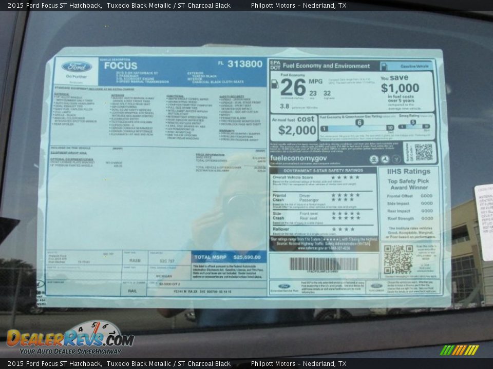 2015 Ford Focus ST Hatchback Tuxedo Black Metallic / ST Charcoal Black Photo #32