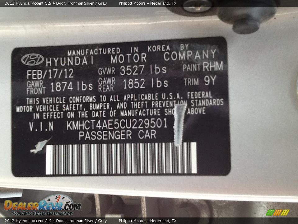 2012 Hyundai Accent GLS 4 Door Ironman Silver / Gray Photo #6