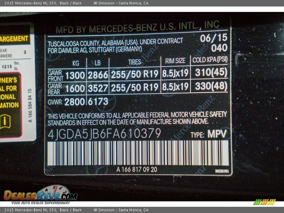2015 Mercedes-Benz ML 350 Black / Black Photo #8