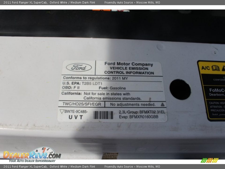 2011 Ford Ranger XL SuperCab Oxford White / Medium Dark Flint Photo #21