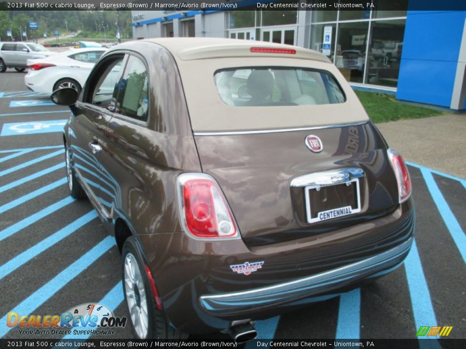 2013 Fiat 500 c cabrio Lounge Espresso (Brown) / Marrone/Avorio (Brown/Ivory) Photo #6
