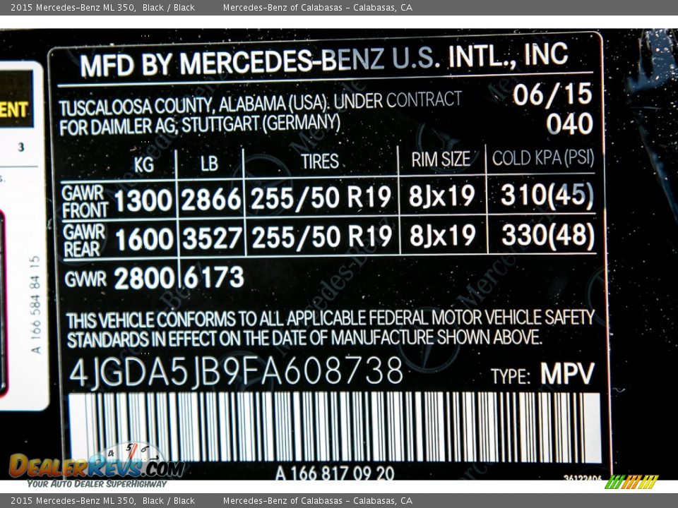 2015 Mercedes-Benz ML 350 Black / Black Photo #7