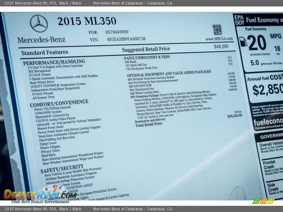 2015 Mercedes-Benz ML 350 Window Sticker Photo #11
