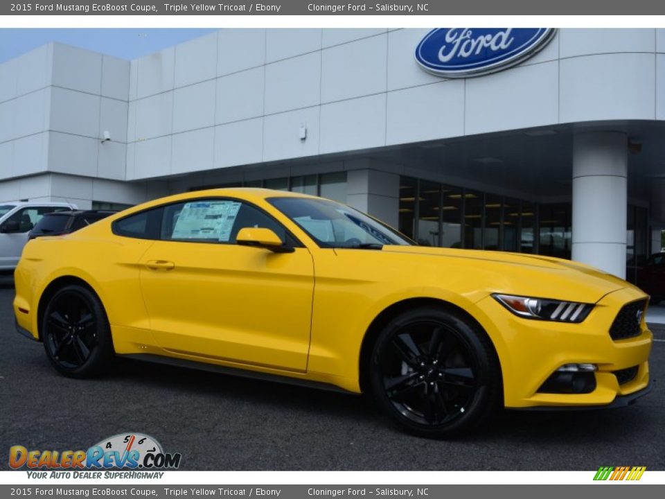 2015 Ford Mustang EcoBoost Coupe Triple Yellow Tricoat / Ebony Photo #1