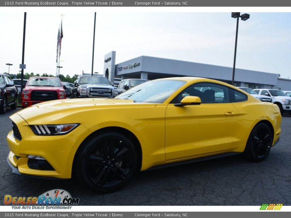 2015 Ford Mustang EcoBoost Coupe Triple Yellow Tricoat / Ebony Photo #3