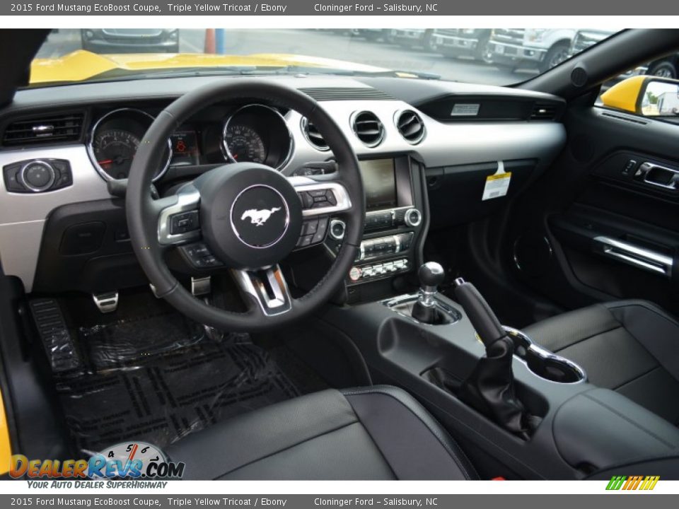2015 Ford Mustang EcoBoost Coupe Triple Yellow Tricoat / Ebony Photo #8
