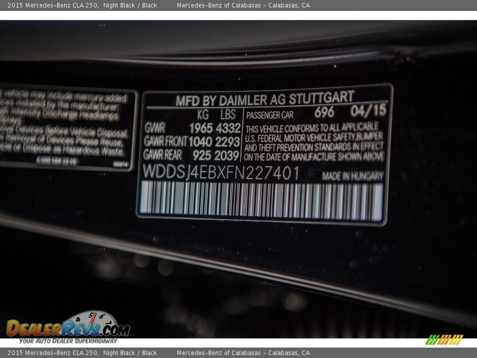 2015 Mercedes-Benz CLA 250 Night Black / Black Photo #7