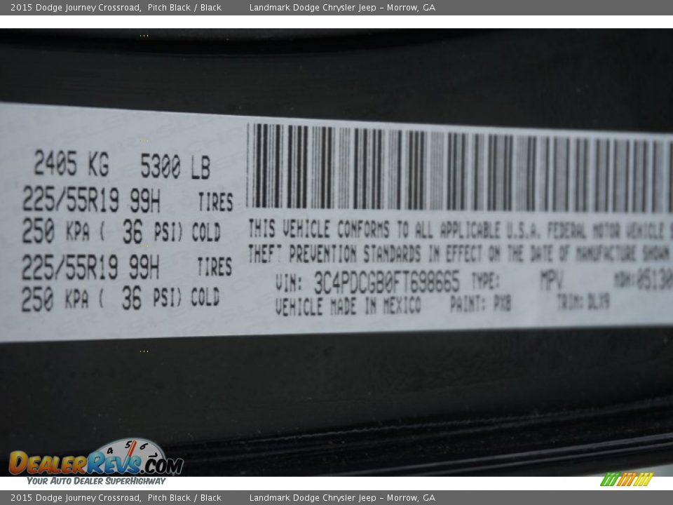 2015 Dodge Journey Crossroad Pitch Black / Black Photo #9