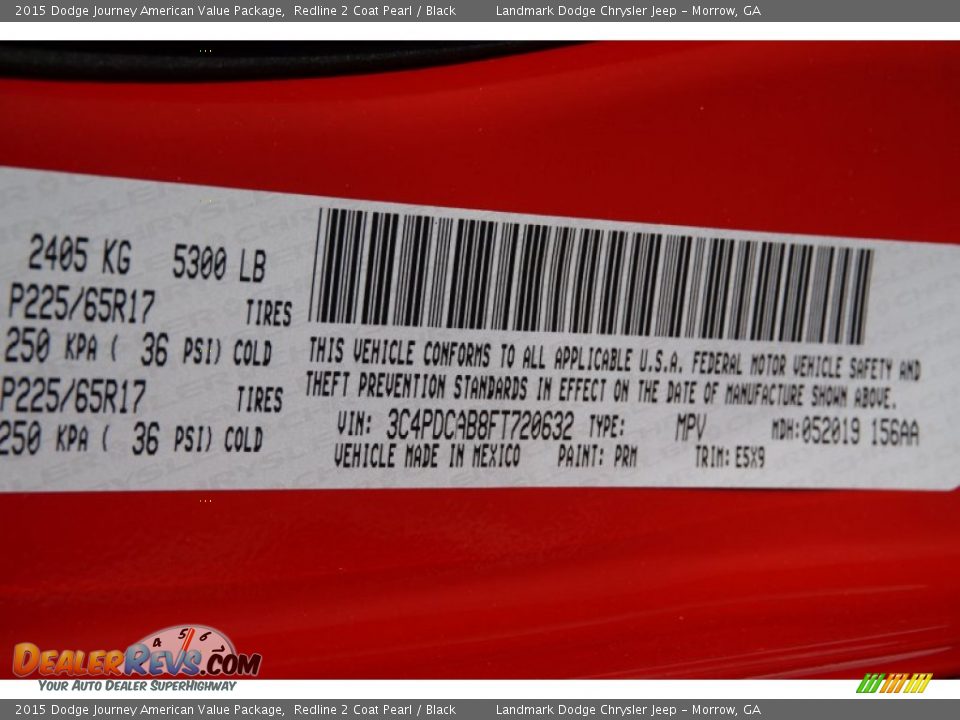 2015 Dodge Journey American Value Package Redline 2 Coat Pearl / Black Photo #9