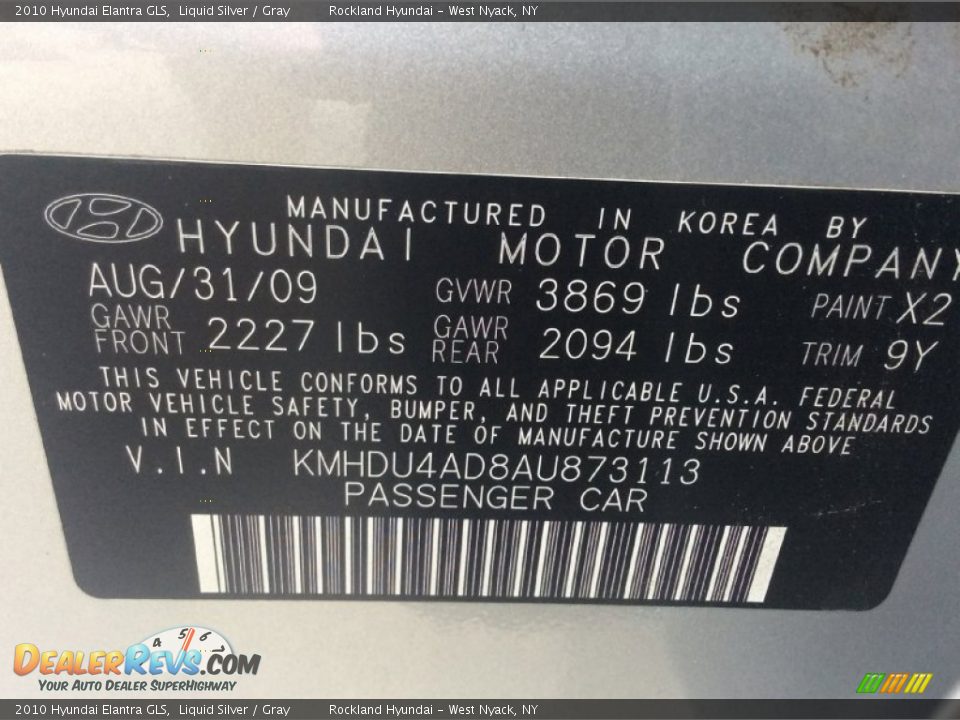 2010 Hyundai Elantra GLS Liquid Silver / Gray Photo #31