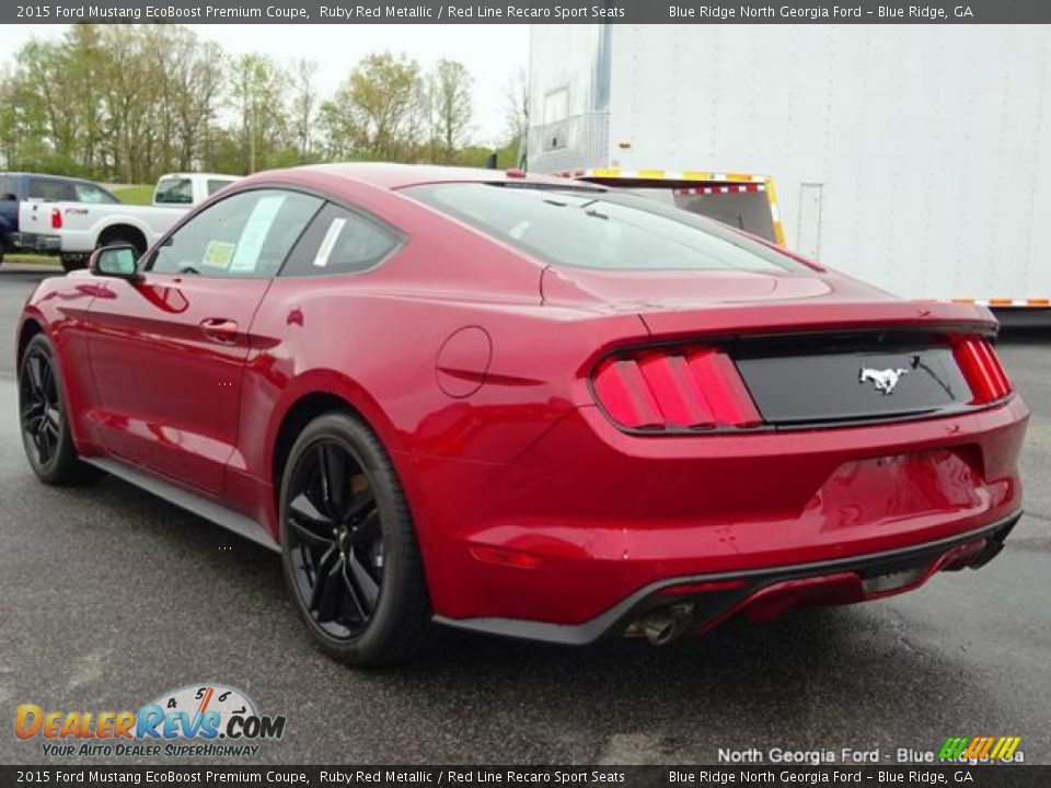 2015 Ford Mustang EcoBoost Premium Coupe Ruby Red Metallic / Red Line Recaro Sport Seats Photo #3