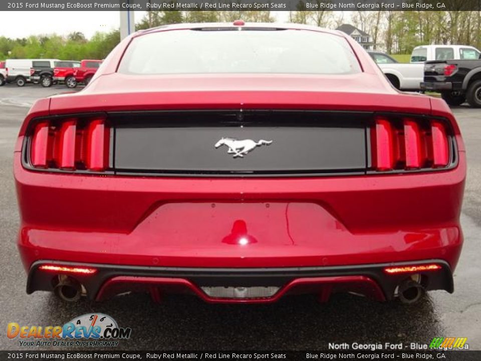 2015 Ford Mustang EcoBoost Premium Coupe Ruby Red Metallic / Red Line Recaro Sport Seats Photo #4