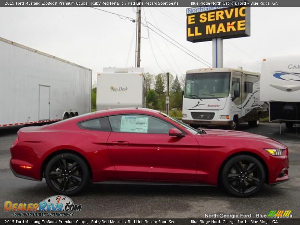 2015 Ford Mustang EcoBoost Premium Coupe Ruby Red Metallic / Red Line Recaro Sport Seats Photo #6